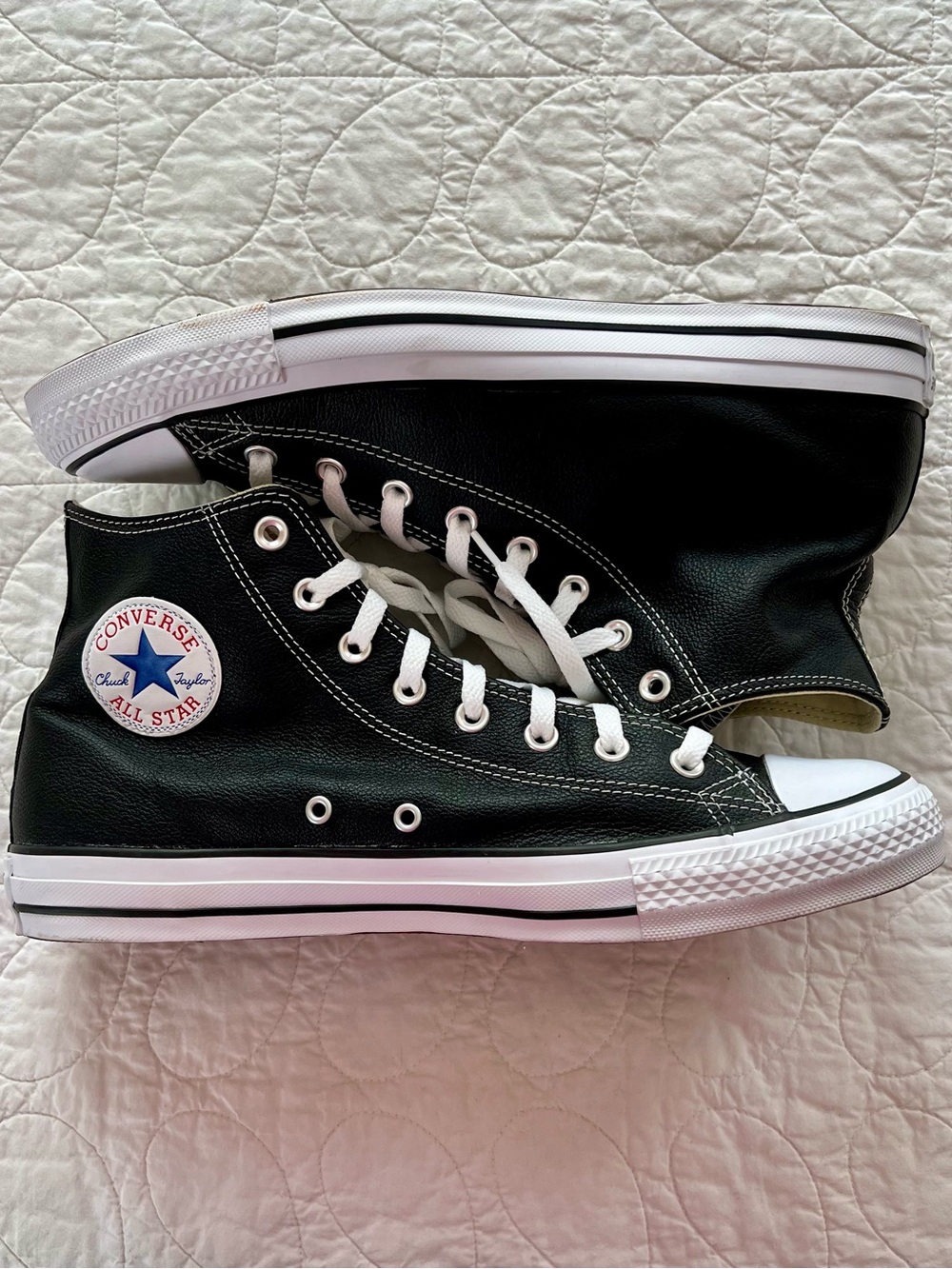 Converse Black Leather Chuck Taylor All Star High Tops, Classic Streetwear Gorp